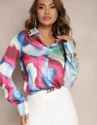 sophyline Cămașă Albastru-Roz Decorată Cu Model Colorat Tie-Dye Vatrie