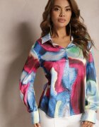 sophyline Cămașă Albastru-Roz Decorată Cu Model Colorat Tie-Dye Vatrie