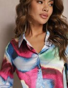 sophyline Cămașă Albastru-Roz Decorată Cu Model Colorat Tie-Dye Vatrie