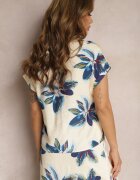 sophyline Cămașă Bej-Bleumarin din Viscoză cu Imprimeu Floral Edevina