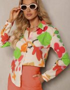 sophyline Cămașă Bej-Verde de bumbac cu Model Abstract Bellanight