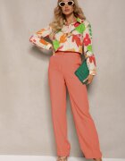 sophyline Cămașă Bej-Verde de bumbac cu Model Abstract Bellanight