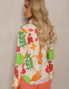 sophyline Cămașă Bej-Verde de bumbac cu Model Abstract Bellanight