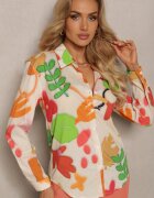 sophyline Cămașă Bej-Verde de bumbac cu Model Abstract Bellanight