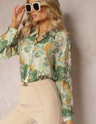 sophyline Cămașă Clasică Verde cu Print Abstract Hastar