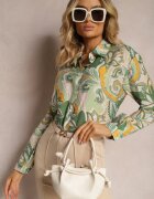 sophyline Cămașă Clasică Verde cu Print Abstract Hastar