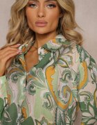 sophyline Cămașă Clasică Verde cu Print Abstract Hastar