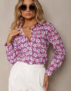 sophyline Cămașă Fucsia din Bumbac cu Imprimeu Floral și Mânecă Lungă Ritapeva