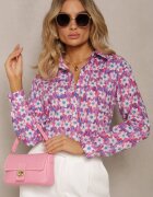 sophyline Cămașă Fucsia din Bumbac cu Imprimeu Floral și Mânecă Lungă Ritapeva