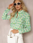 sophyline Cămașă Verde din Bumbac cu Imprimeu Floral și Mânecă Lungă Ritapeva