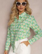 sophyline Cămașă Verde din Bumbac cu Imprimeu Floral și Mânecă Lungă Ritapeva