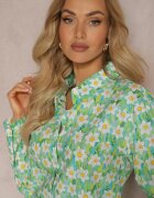 sophyline Cămașă Verde din Bumbac cu Imprimeu Floral și Mânecă Lungă Ritapeva