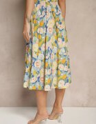 sophyline Fustă Albastră De bumbac cu croi evazat cu imprimeu floral Lavzekia