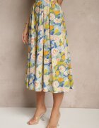 sophyline Fustă Albastră De bumbac cu croi evazat cu imprimeu floral Lavzekia