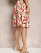 sophyline Fustă cu imprimeu floral în nuanțe de bej și roșu cu talie înaltă și croială evazată Jastaria de la Renee.com.ro