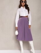 sophyline Fustă Violet Midi cu pliuri largi și evazată Helenesa