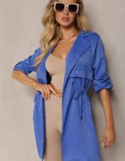 sophyline Jachetă bleumarin stil parka cu șnur în talie și guler răsfrânt Vetaipa