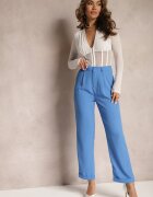sophyline Pantaloni Albastri Clasici High Waist Cu Fermoar Xalona