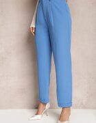 sophyline Pantaloni Albastri Clasici High Waist Cu Fermoar Xalona