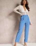 sophyline Pantaloni albaștri cu talie înaltă cu elastic în talie și croială dreaptă Brenissa