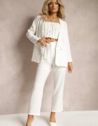 sophyline Pantaloni Albi Eleganti cu fermoar Andantino