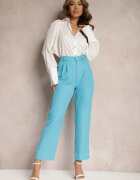 sophyline Pantaloni Eleganti Albastri cu Fermoar Andantino