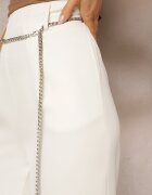 sophyline Pantaloni Eleganți Bej deschis cu Picioare Evazate Finisați cu Lanț Decorativ în Talie Hamophona