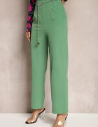 sophyline Pantaloni Eleganti Verzi cu craci evazati finisati cu un lant decorativ in talie Hamophona