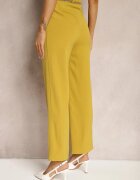 sophyline Pantaloni Galbeni Eleganți cu picioare evazate finisați cu un lanț decorativ în talie Hamophona