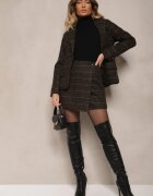 sophyline Pantaloni scurți Fustă Maro în carouri cu pliu Enallin