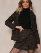sophyline Pantaloni scurți Fustă Maro în carouri cu pliu Enallin