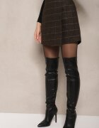 sophyline Pantaloni scurți Fustă Maro în carouri cu pliu Enallin