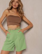 sophyline Pantaloni scurți Verzi din Viscoză în Stil Elegant cu Curea Relemira