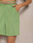 sophyline Pantaloni scurți Verzi din Viscoză în Stil Elegant cu Curea Relemira