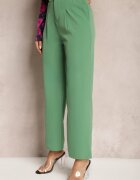 sophyline Pantaloni Verzi cu croială largă și dreaptă cu elastic în talie și fermoar Sonoria