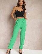 sophyline Pantaloni Verzi High Waist cu elastic în talie și craci drepți Brenissa