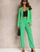sophyline Pantaloni Verzi High Waist cu elastic în talie și craci drepți Brenissa