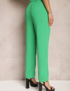 sophyline Pantaloni Verzi High Waist cu elastic în talie și craci drepți Brenissa