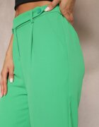 sophyline Pantaloni Verzi High Waist cu elastic în talie și craci drepți Brenissa