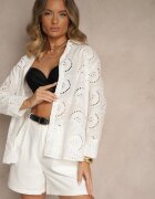 sophyline paris Cămașă Ajurată Albă din Bumbac cu Croială Clasică Ivelvania