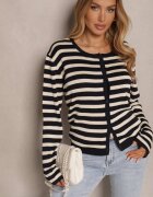 sophyline paris Cardigan Bleumarin cu Viscoză cu Croi Clasic cu Dungi Nolreis