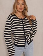sophyline paris Cardigan Bleumarin cu Viscoză cu Croi Clasic cu Dungi Nolreis