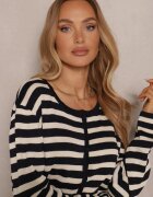 sophyline paris Cardigan Bleumarin cu Viscoză cu Croi Clasic cu Dungi Nolreis