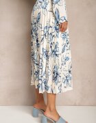 sophyline paris Fustă Alb-Albastră Plisată din Viscoză cu Imprimeu Floral Rivavina