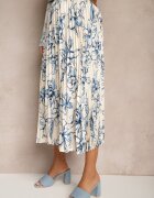 sophyline paris Fustă Alb-Albastră Plisată din Viscoză cu Imprimeu Floral Rivavina