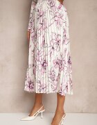 sophyline paris Fustă Alb-Fuchsia Plisată din Viscoză cu Imprimeu Floral Rivavina