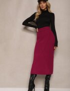 sophyline paris Fustă Roz închis din Viscoză Talie înaltă cu Croială Mulată cu Elastic în Talie Niarosae