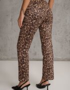 sophyline paris Pantaloni bej cu croială dreaptă cu imprimeu leopard Enalora