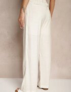 sophyline paris Pantaloni Bej cu croială largă din Viscoză High Waist Lisamara