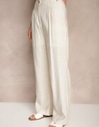 sophyline paris Pantaloni Bej cu croială largă din Viscoză High Waist Lisamara